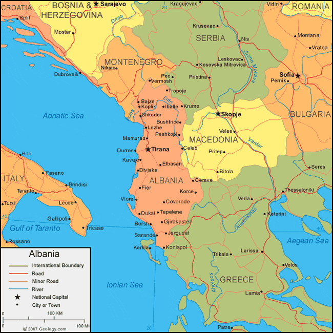 map of Albania